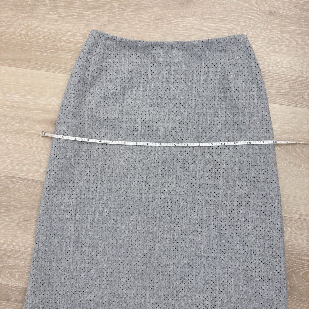 VTG Emanuel Ungaro Laser Cut Wool Skirt 90s Archival Minimalist Career Gray 4 38 - Picture 7 of 12